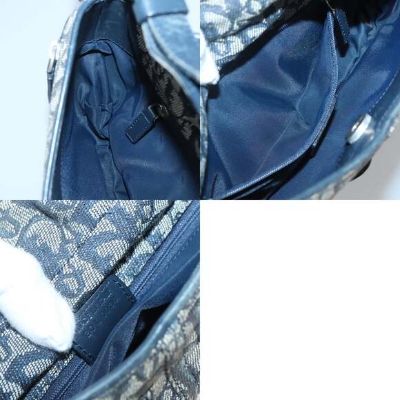 DIOR Trotter Canvas Shoulder Bag Navy Silver - Picture 12 of 12